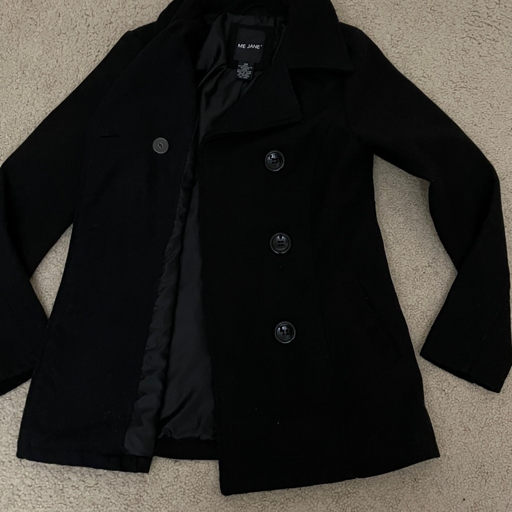 Wool Blend Pea Coat, Tapered Fit, Double breasted, Winter warmth, xs - Picture 4 of 5